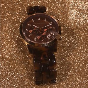 Michael Kors Acrylic and Metal Tortoise Watch